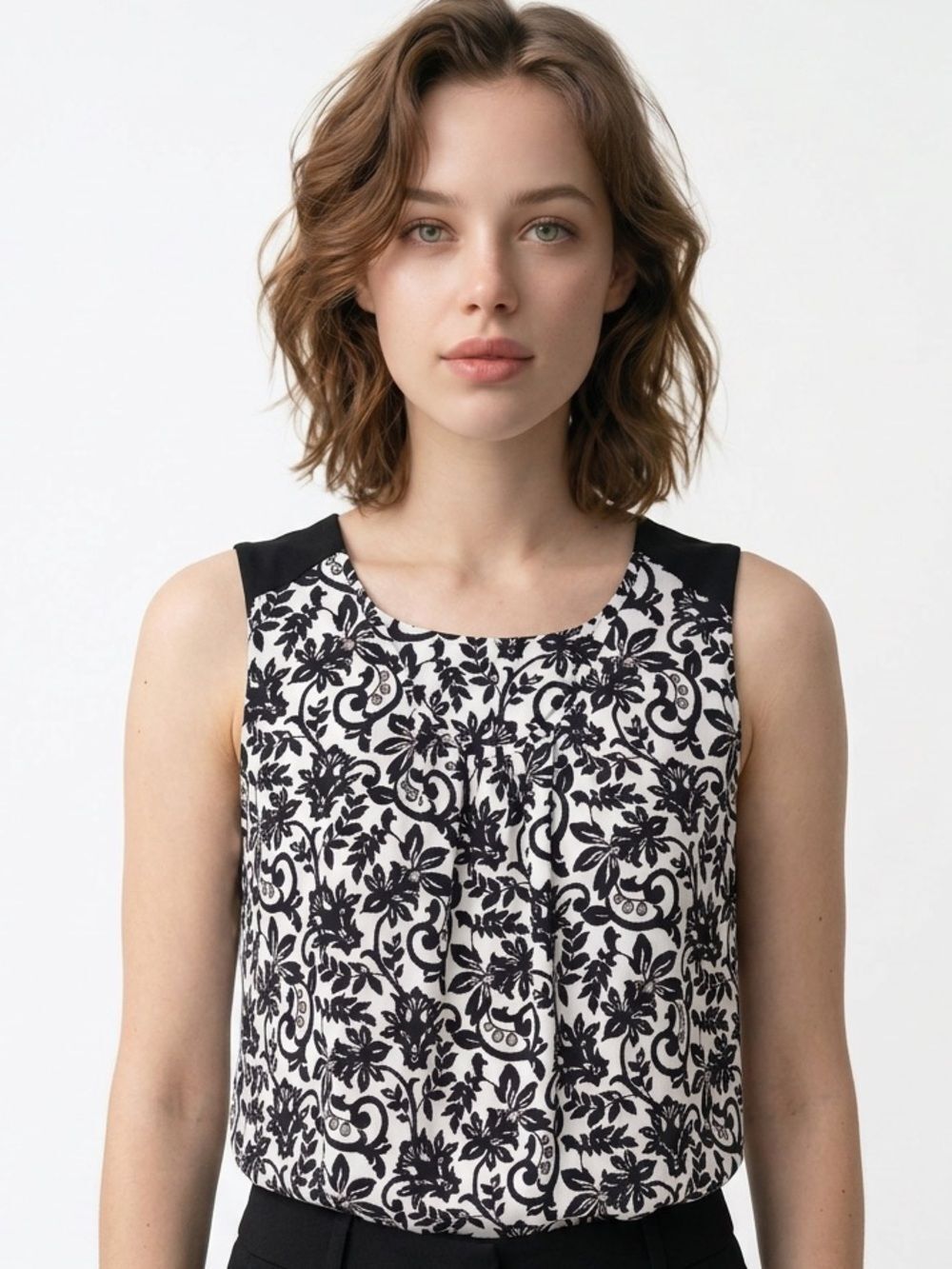 LOFT | Black & White Floral Sleeveless Tank Top SP